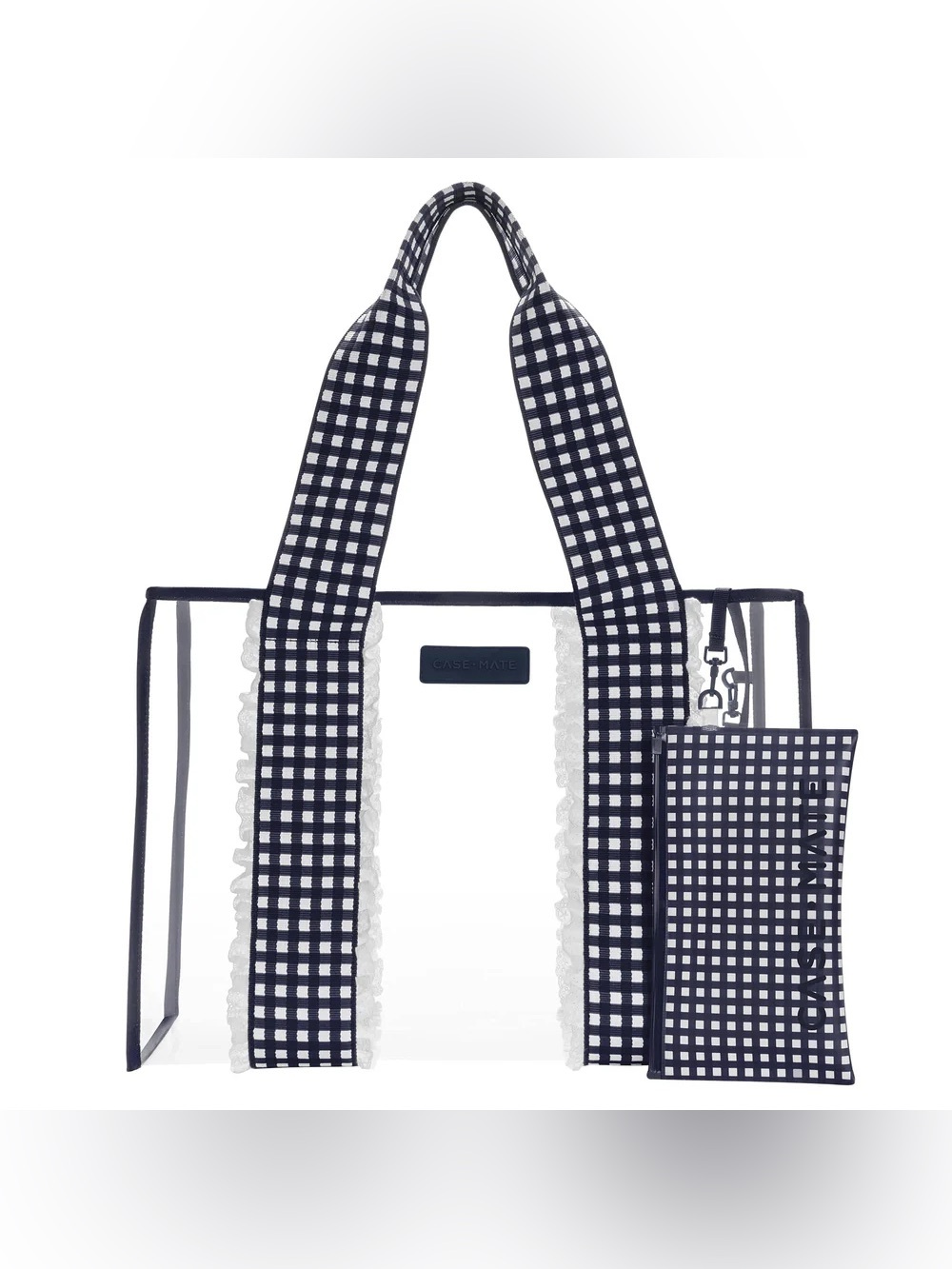 NWT Case Mate Jelly Tote with Navy and White Gingham